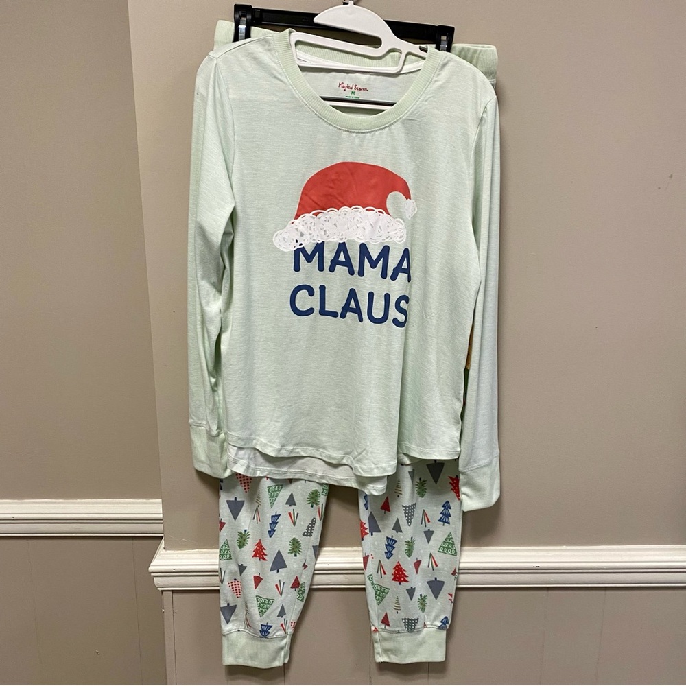 Magical Season Sz M Christmas 🎄 Mama Claus Sage Green Pajamas NWT